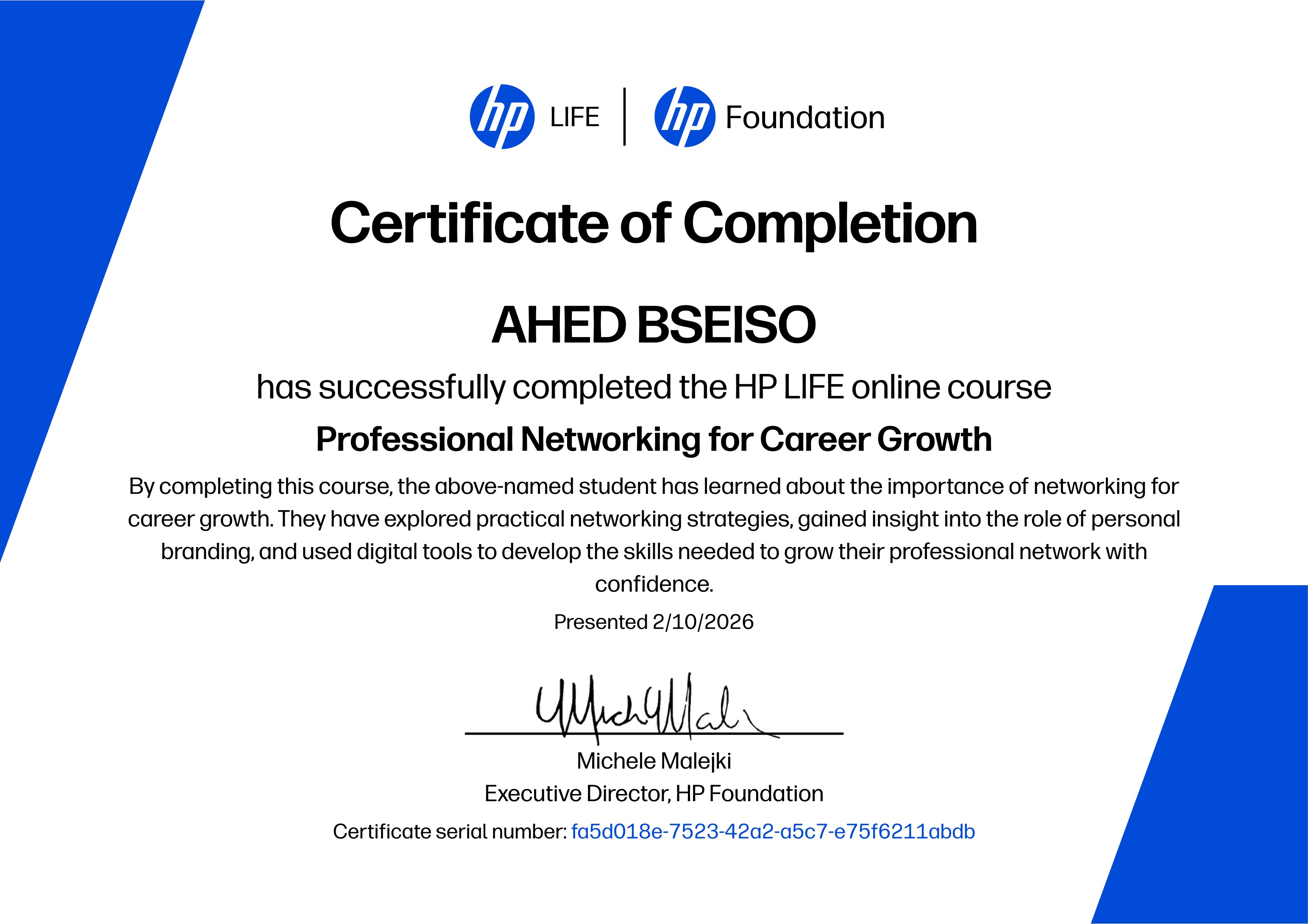 Qualification certificate